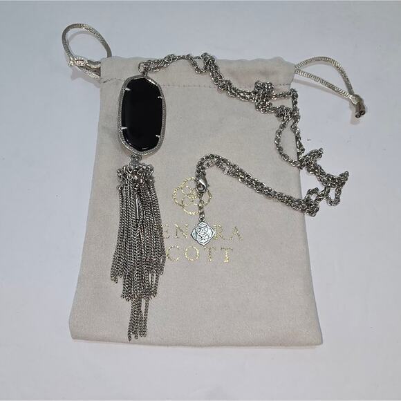 Kendra scott black and silver Rayne necklace - Picture 1 of 15